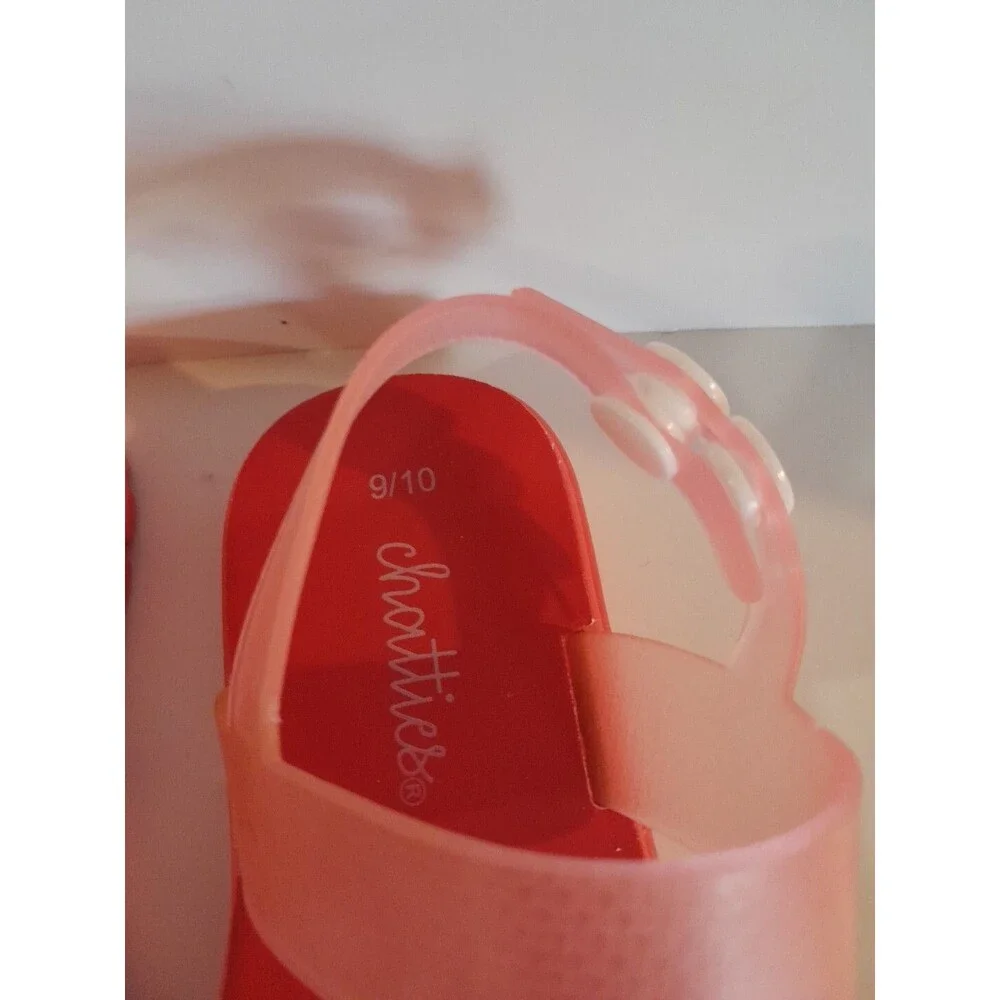 Chatties Toddlers Strawberry 9/10 Pink/ Red Sandals Strawberry Front Open Toe